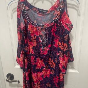 Ava & Grace Floral Blouse - Red and Blue